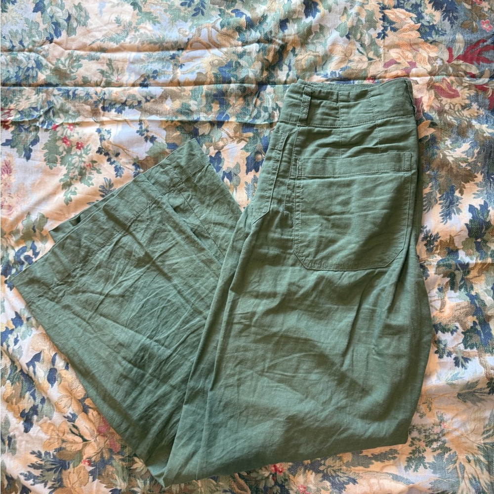 Linen Green Pants by Maeve